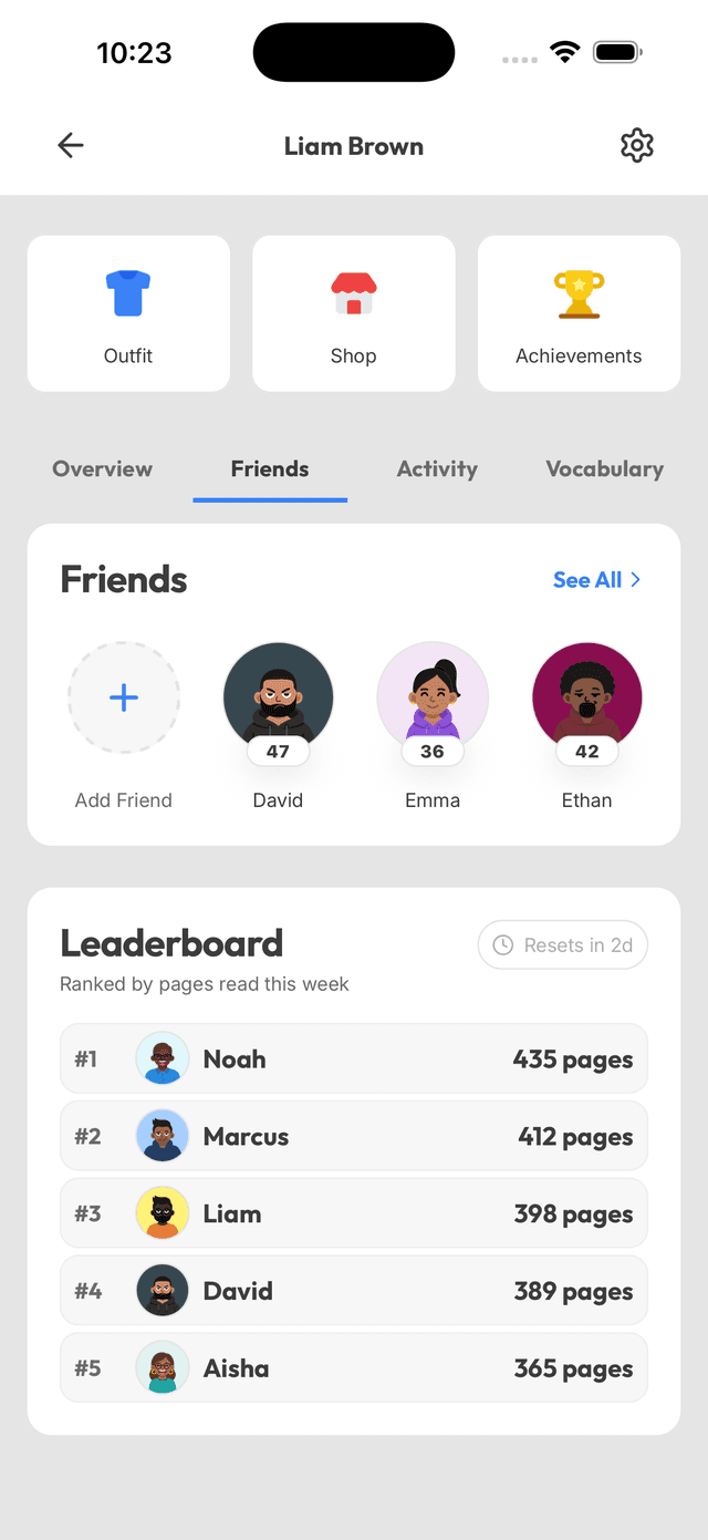 Friends and leaderboard