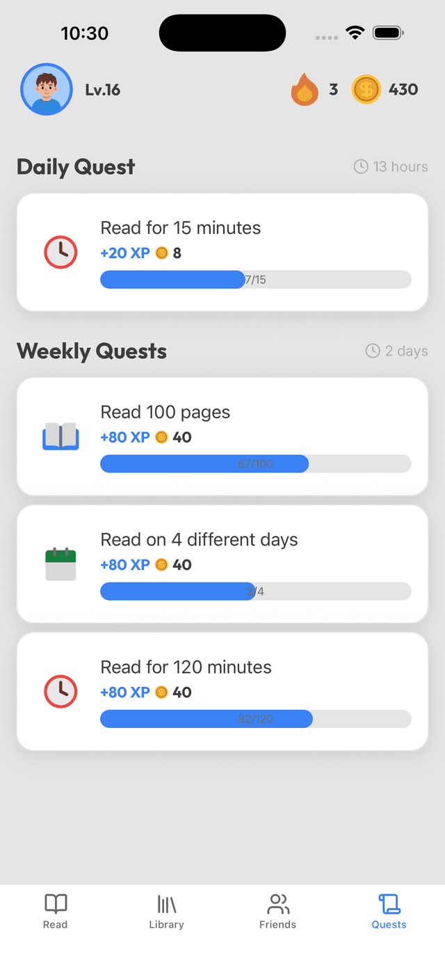 Daily and weekly quests
